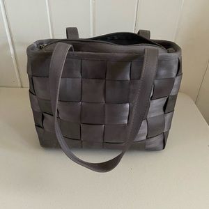 Gray/black seatbelt bag